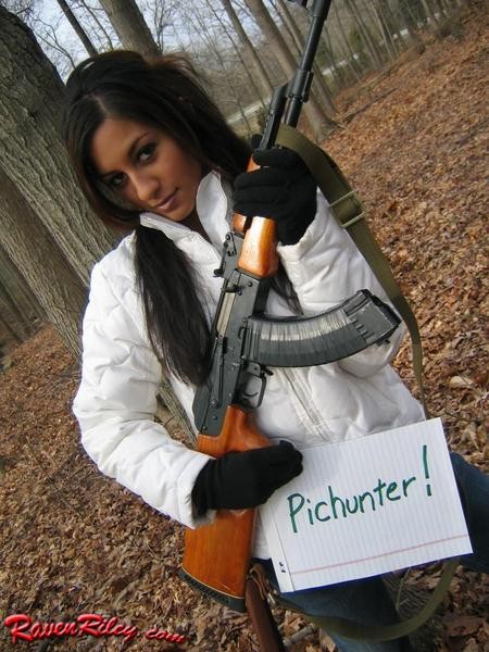 Very Sexy Raven Haired Beauty Shooting Big Guns #70685522