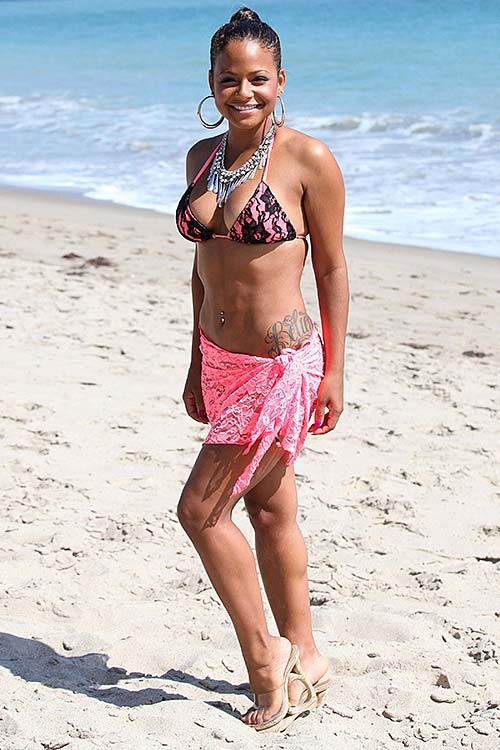 Christina Milian posing on beach and showing her sexy bikini body #75291724