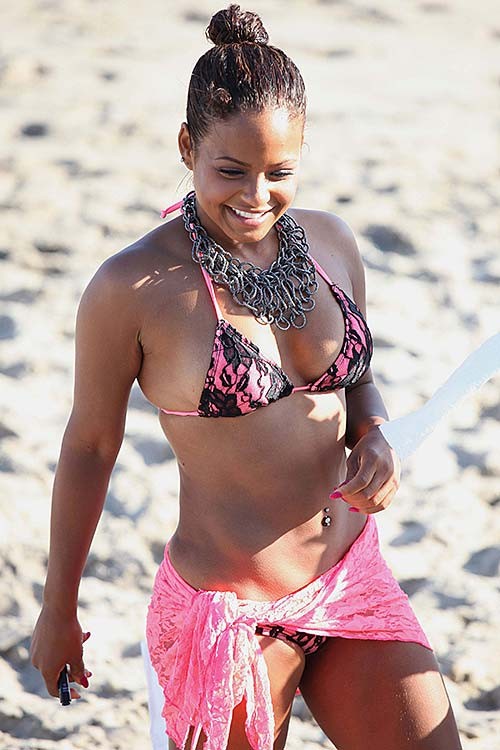 Christina Milian posing on beach and showing her sexy bikini body #75291767