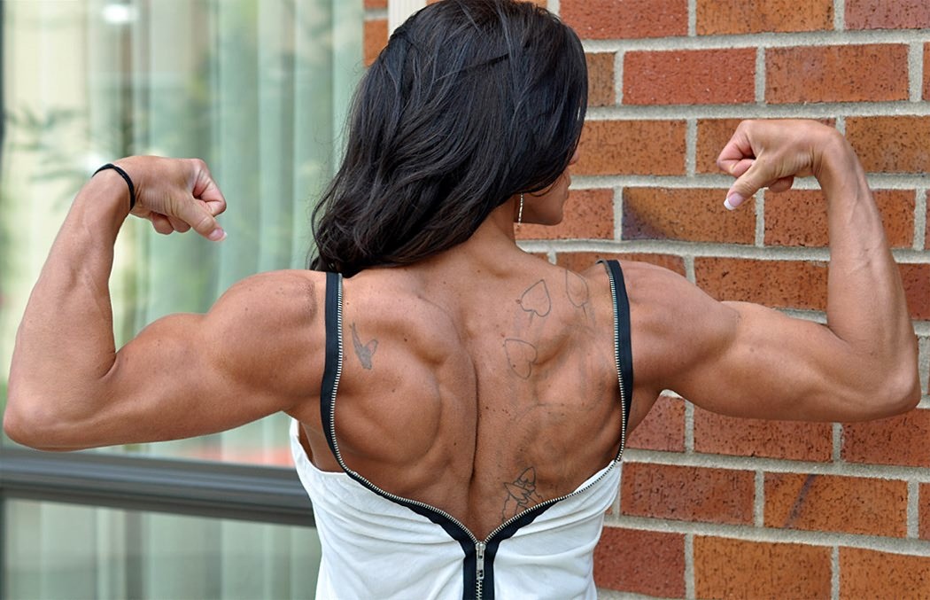 Cute ripped tall muscle Goddess flexing and posing outdoors #71560710