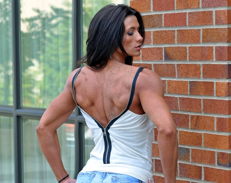 Cute ripped tall muscle Goddess flexing and posing outdoors #71560729