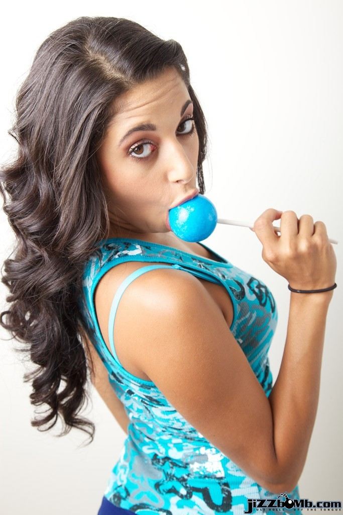 Gia Steel sucks on a dick and her blue lollipop #74425335