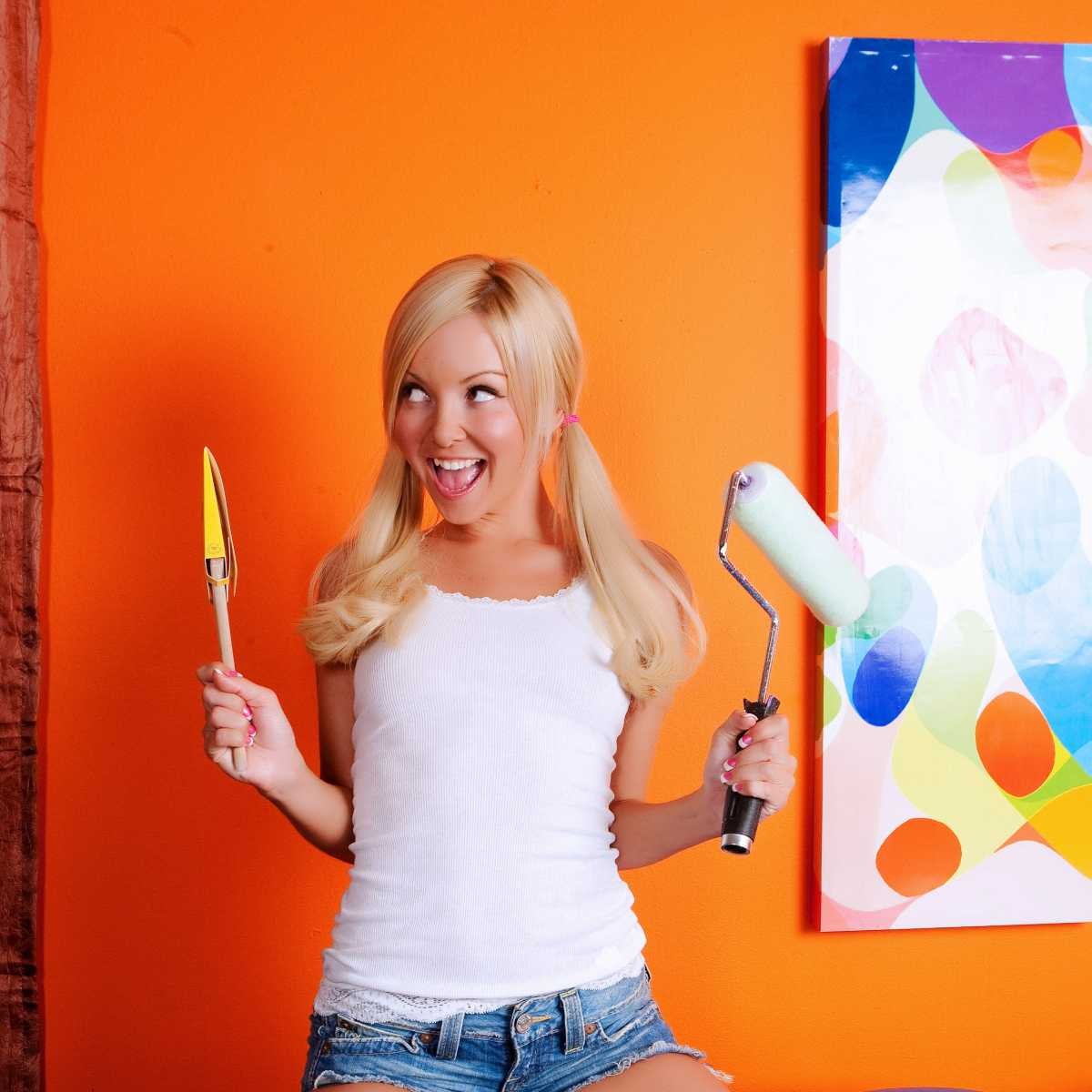Aaliyah fucks a paint brush she is not a very good painter but I would love to h #77141296