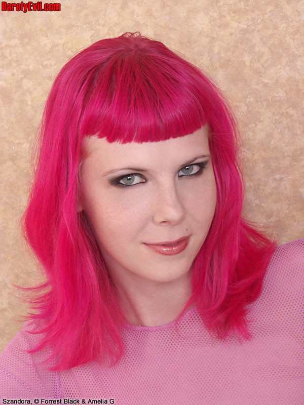 Sexy goth with pink hair posing in a bathtub #72234201