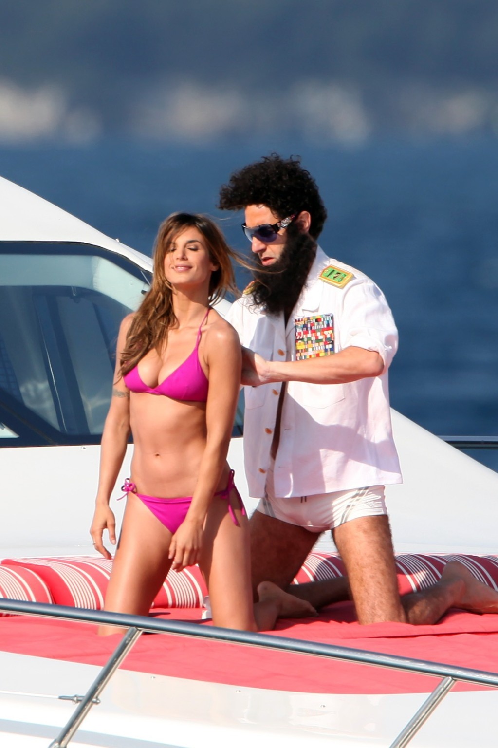 Elisabetta Canalis in bikini jerking her boyfriend's cock over his shorts on a y #75263082