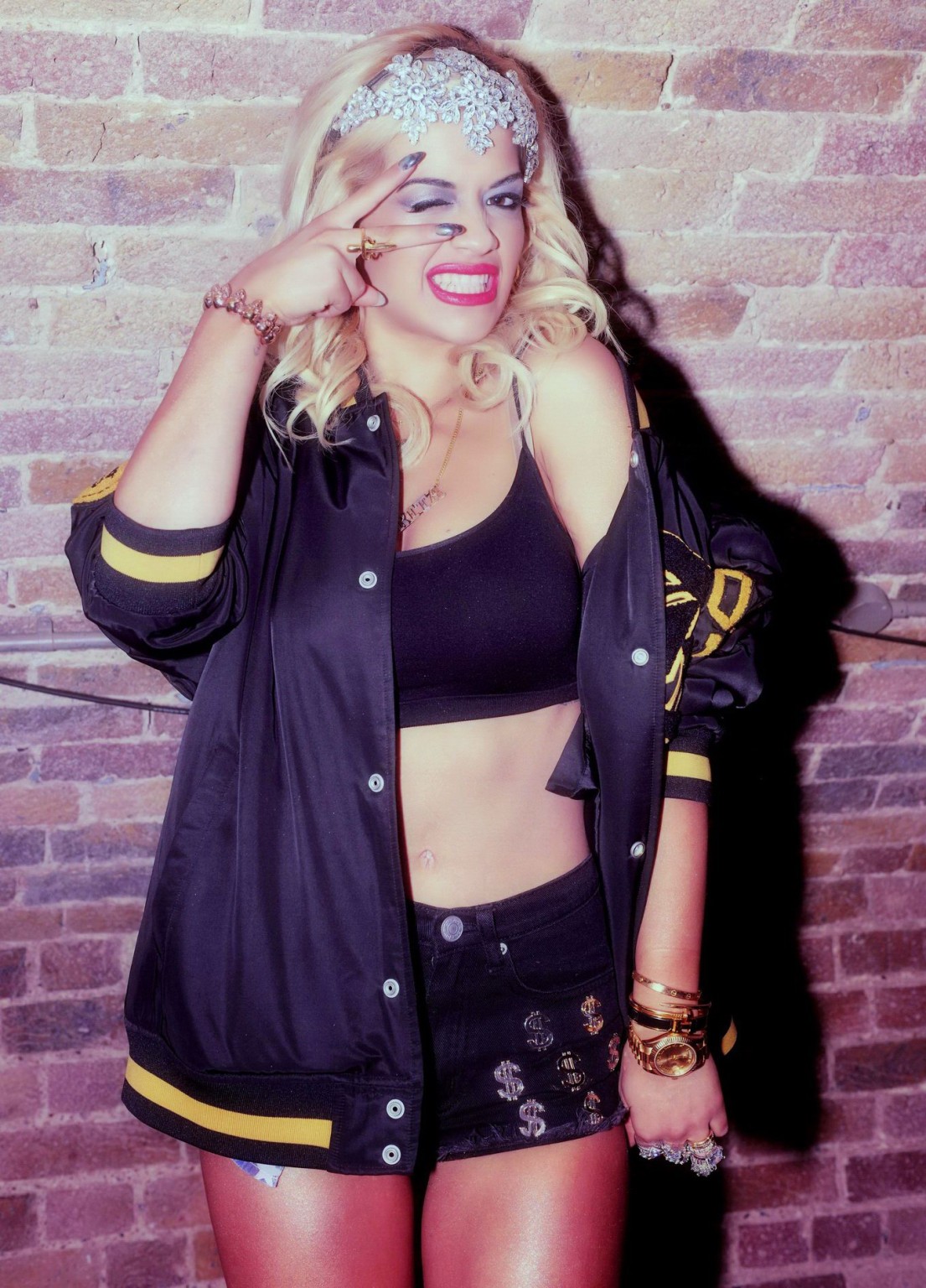 Rita Ora performing in black belly top and tight shorts at G-A-Y Club in London #75213404