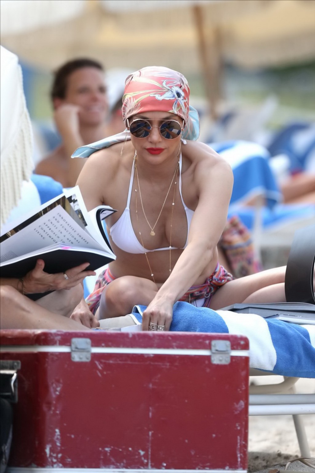 Jennifer Lopez in white bikini at the beach in Miami #75142937