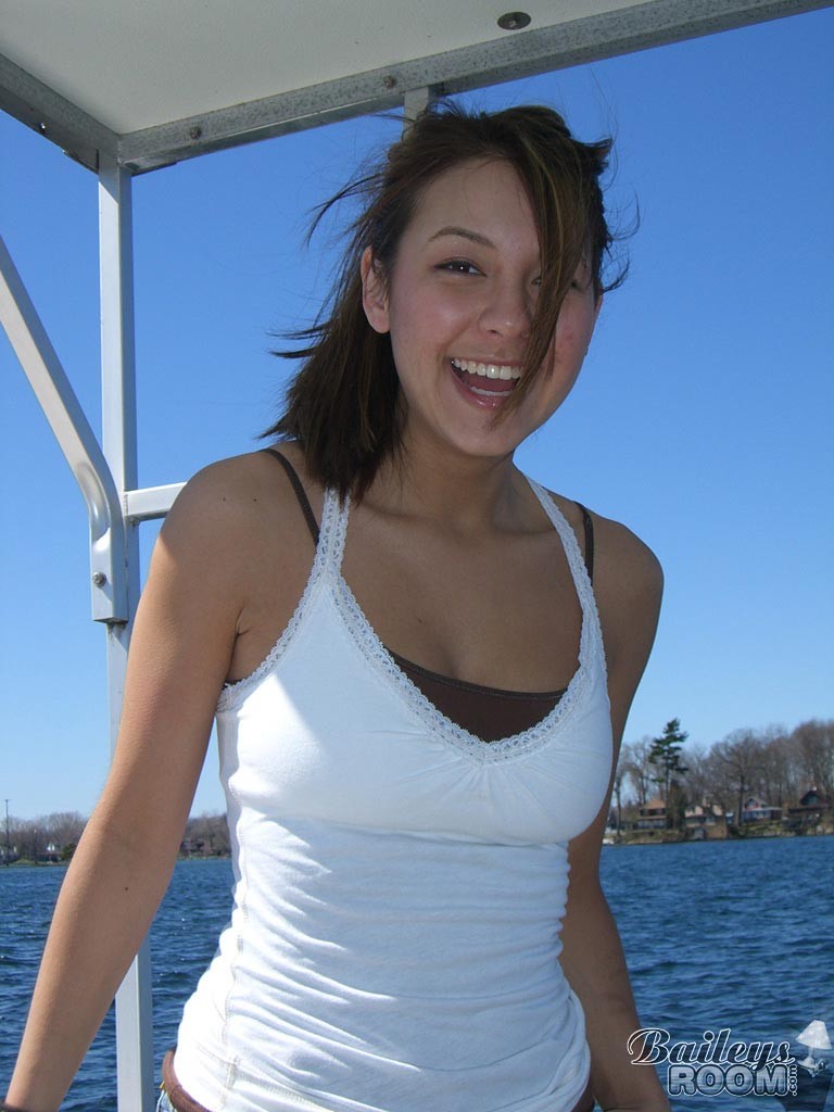Real amateur teen girl sunbathing on a boat #78615711