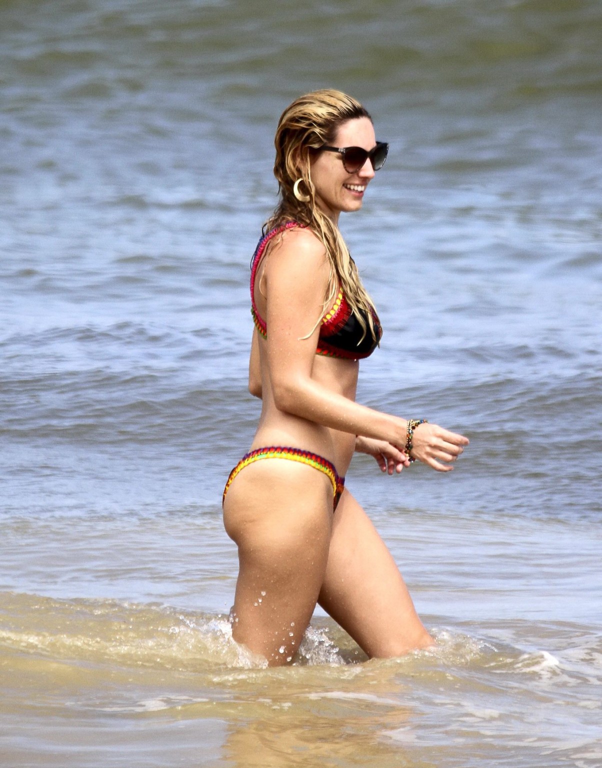 Kelly Brook showing off her curvy bikini body on a beach in Ibiza #75274683