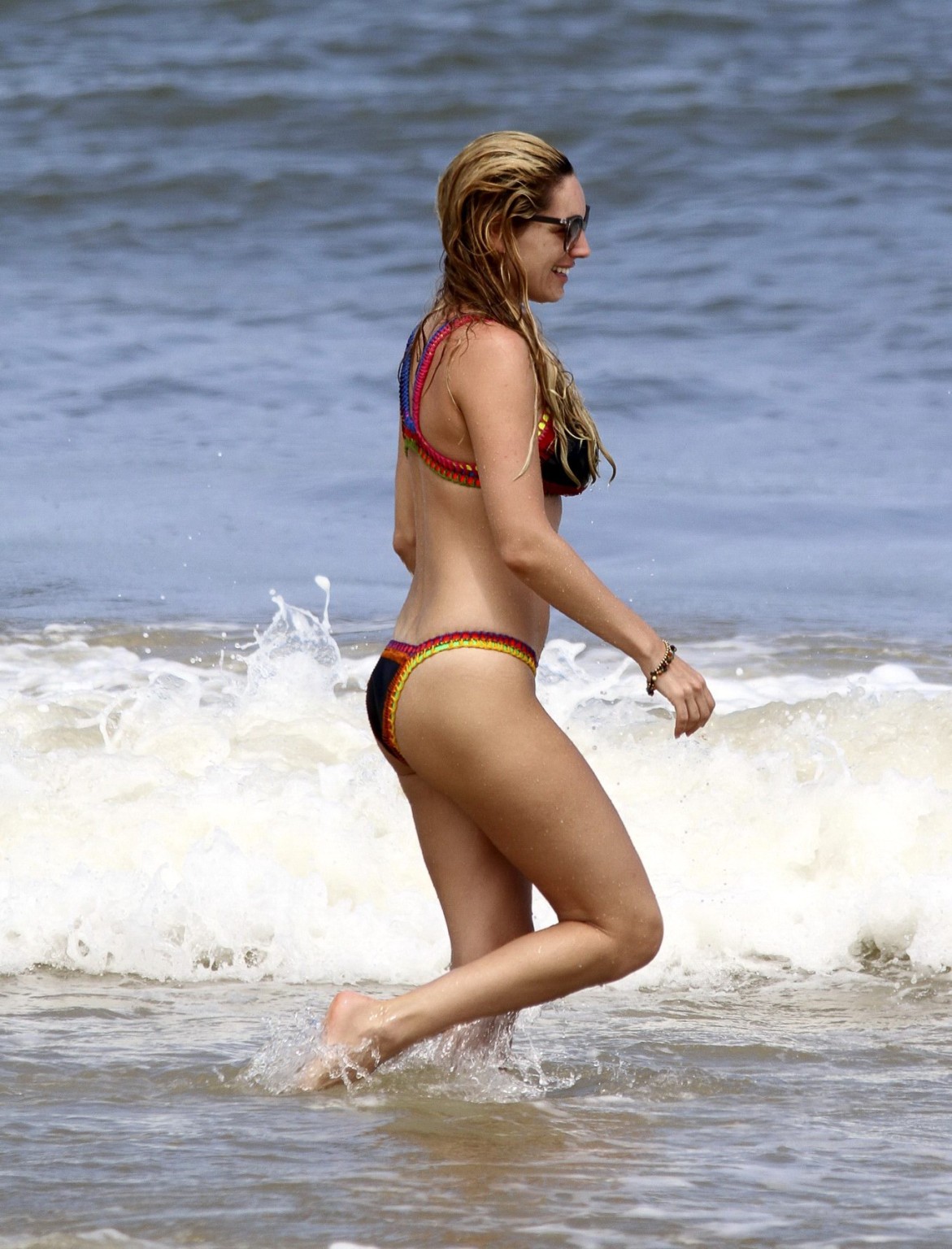 Kelly Brook showing off her curvy bikini body on a beach in Ibiza #75274691