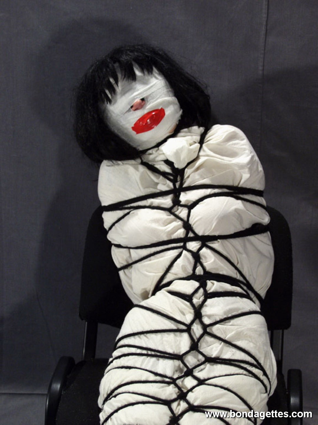 Creepy mummification bondage of yummy brunette #73218669