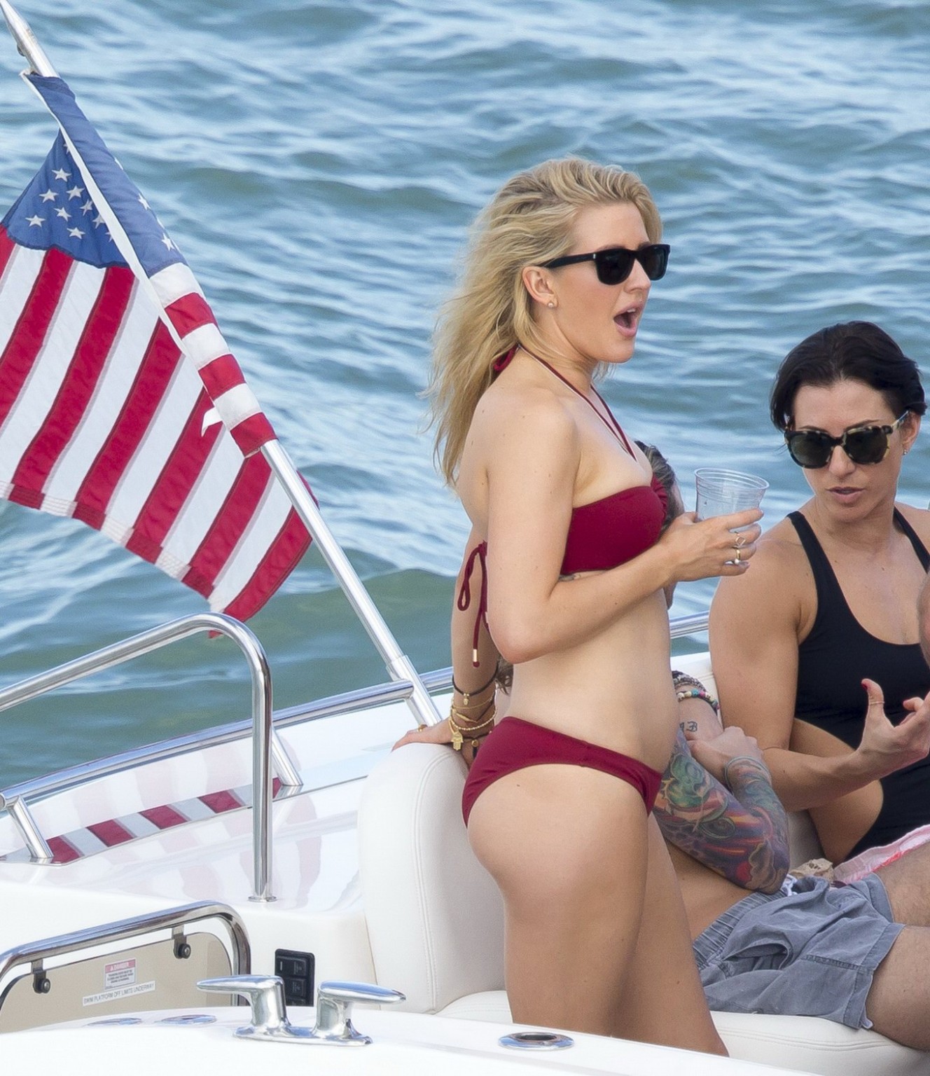 Ellie Goulding showing her ass in skimpy cherry colored bikini at the boat in Mi #75177073