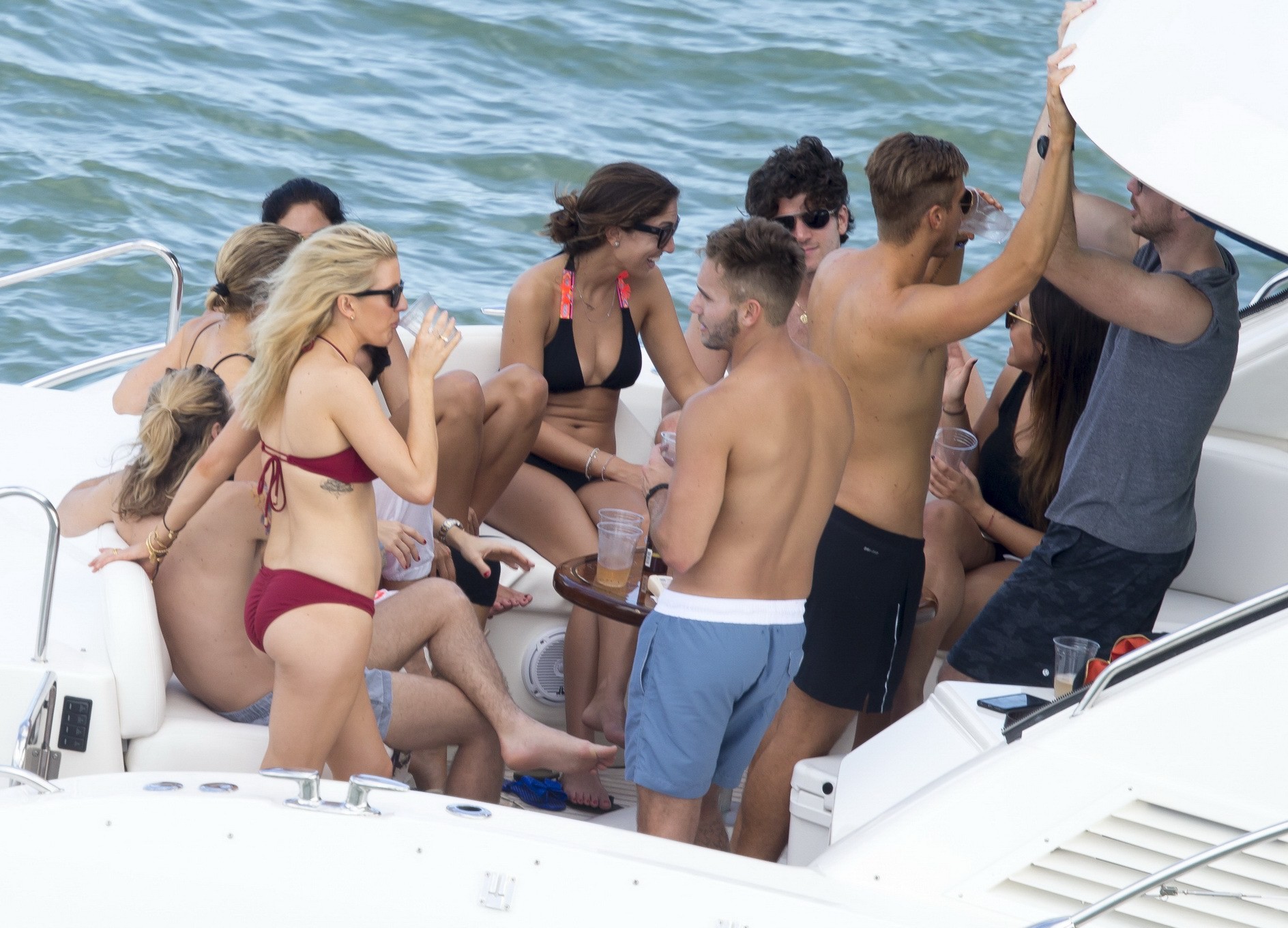 Ellie Goulding showing her ass in skimpy cherry colored bikini at the boat in Mi #75177138
