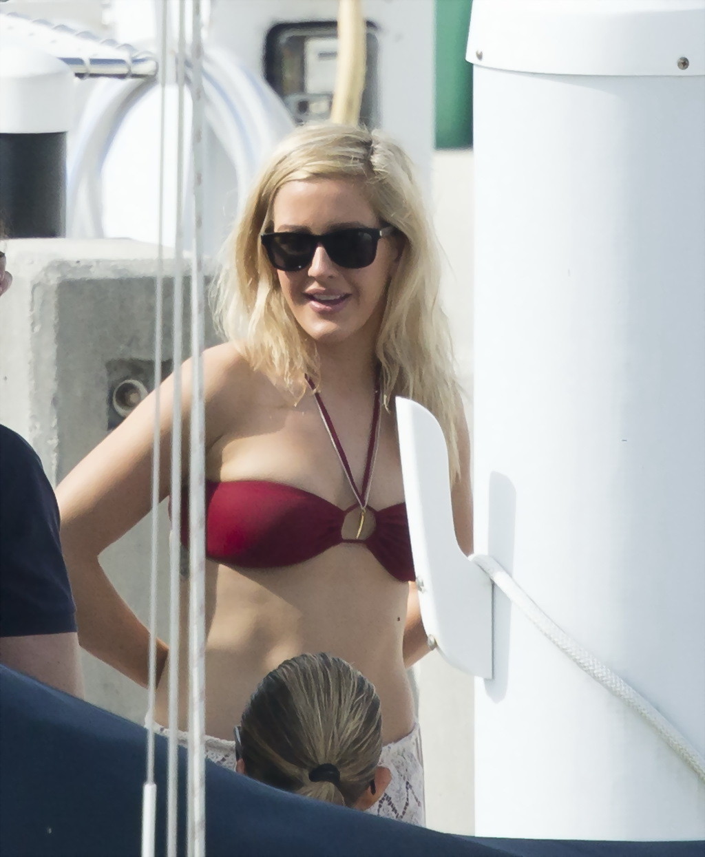 Ellie Goulding showing her ass in skimpy cherry colored bikini at the boat in Mi #75177175