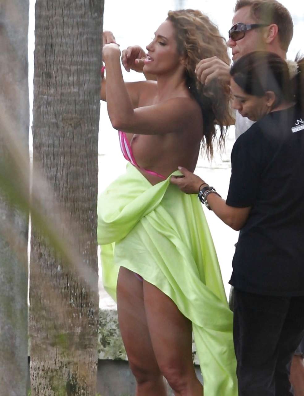 Jennifer Nicole Lee tits slip while changing bikini paparazzi pictures #75267372