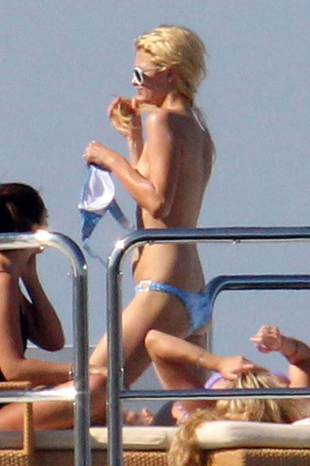 Paris Hilton exposing sexy body and enjoying in topless on yacht #75341017
