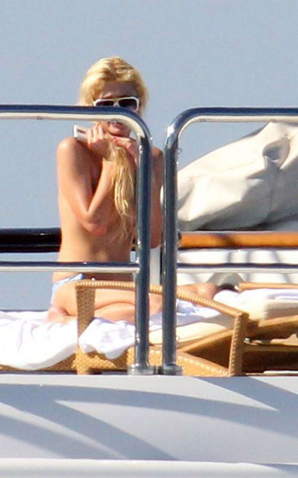 Paris Hilton exposing sexy body and enjoying in topless on yacht #75341067