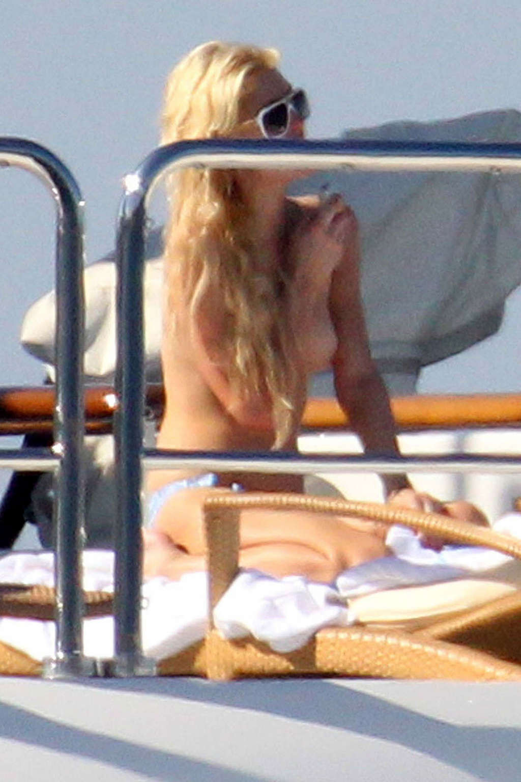 Paris Hilton exposing sexy body and enjoying in topless on yacht #75341121