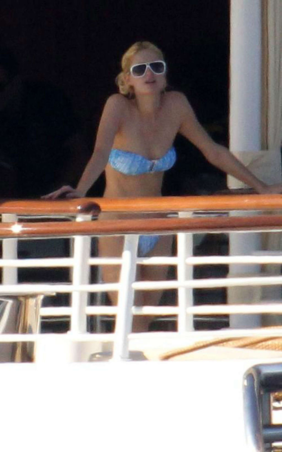 Paris Hilton exposing sexy body and enjoying in topless on yacht #75341144