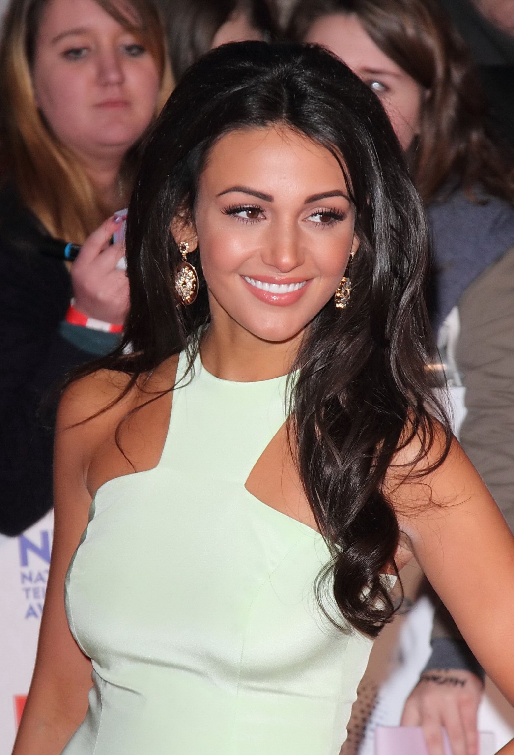 Michelle Keegan looking hot in a gorgeous white maxi dress at National Televisio #75206004