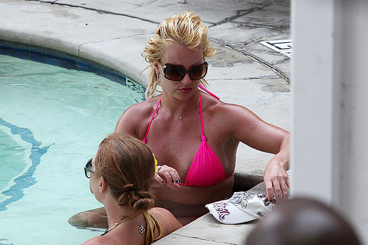 Britney Spears exposing her nice pussy upskirt and posing very sexy in bikini pa #75383108