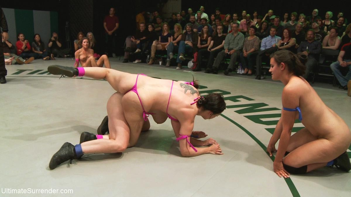 Group of babes in lesbian wrestling in front of live audience #76484603