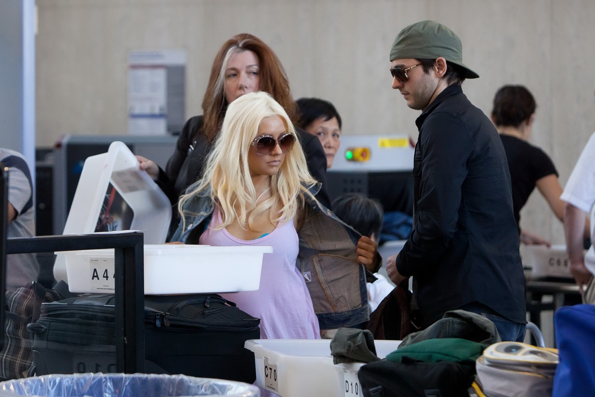 Christina Aguilera shows huge cleavage departing from LAX Airport #75305968