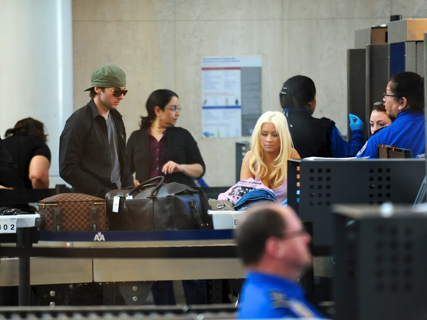 Christina Aguilera shows huge cleavage departing from LAX Airport #75305975
