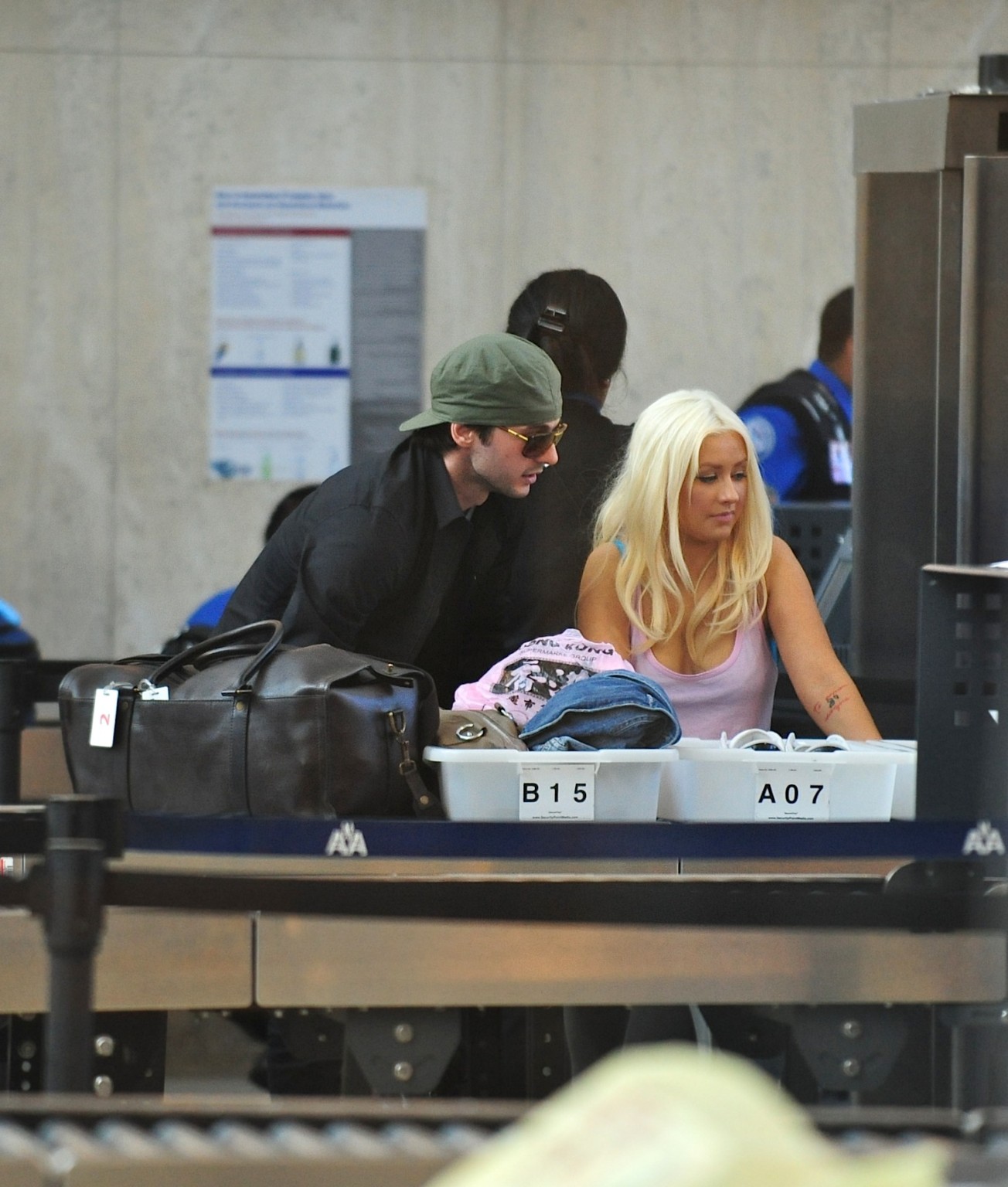 Christina Aguilera shows huge cleavage departing from LAX Airport #75305987