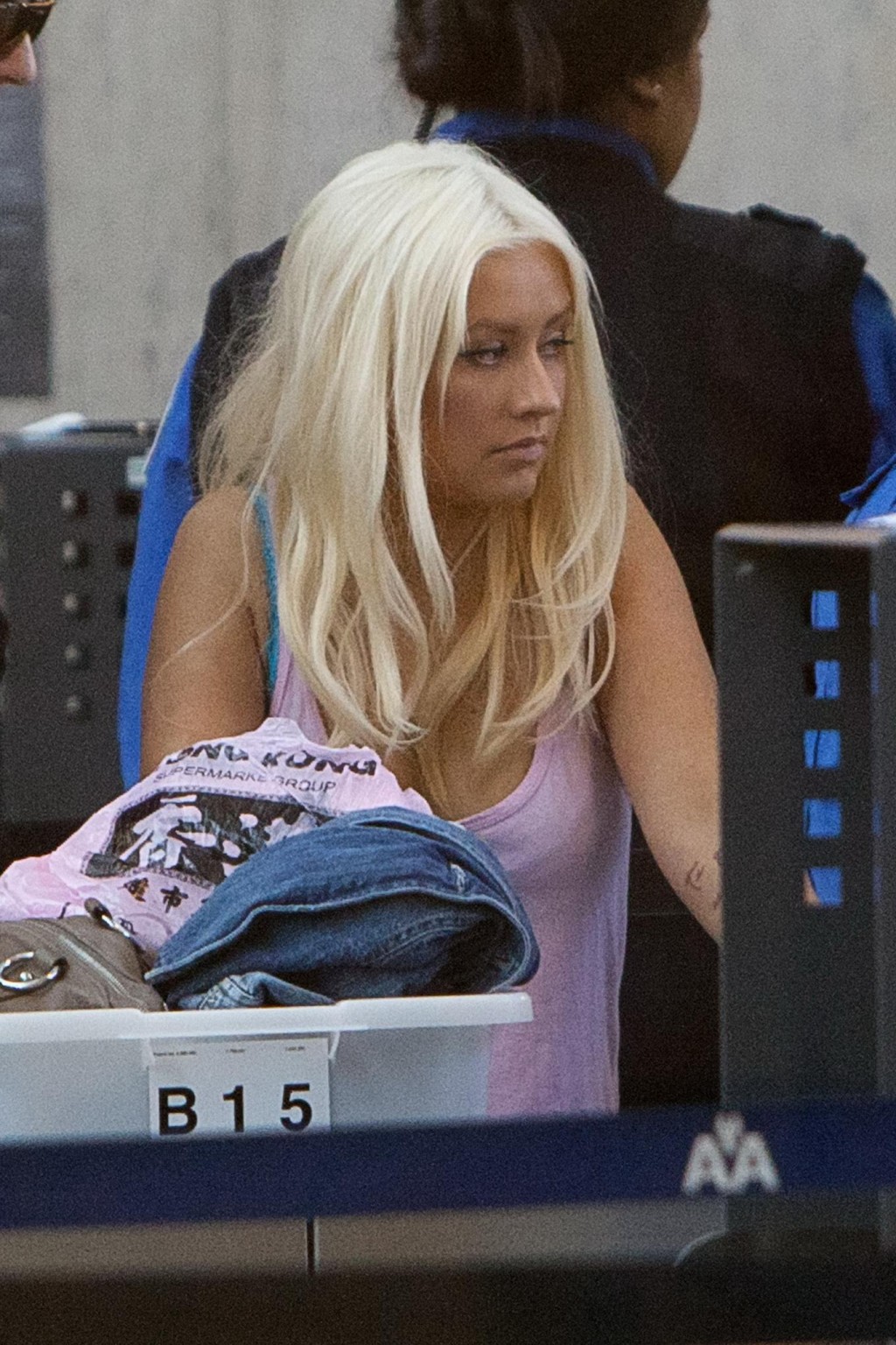 Christina Aguilera shows huge cleavage departing from LAX Airport #75306053