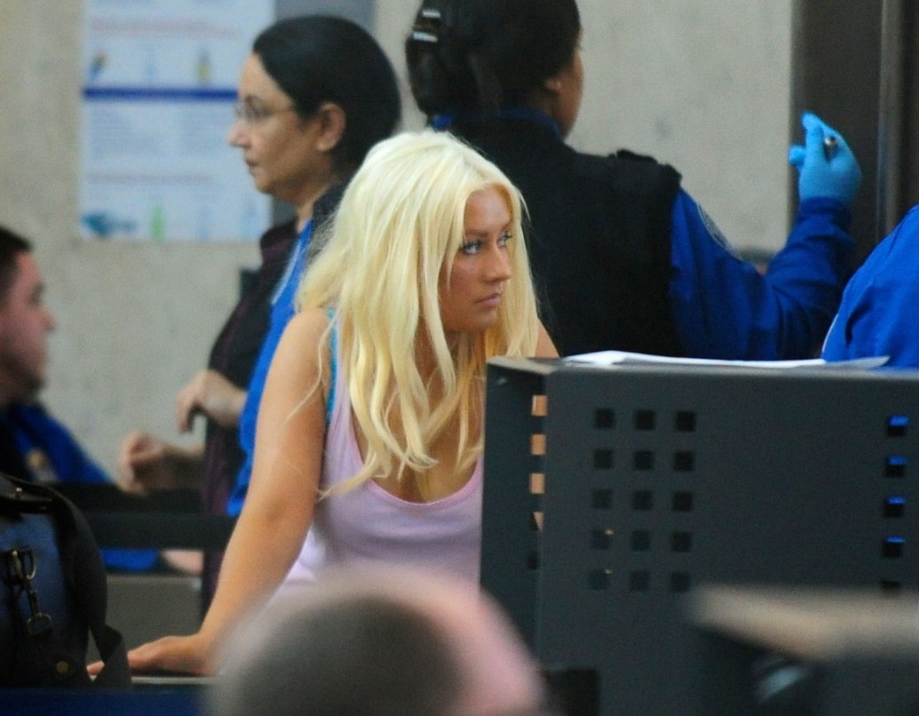 Christina Aguilera shows huge cleavage departing from LAX Airport #75306057