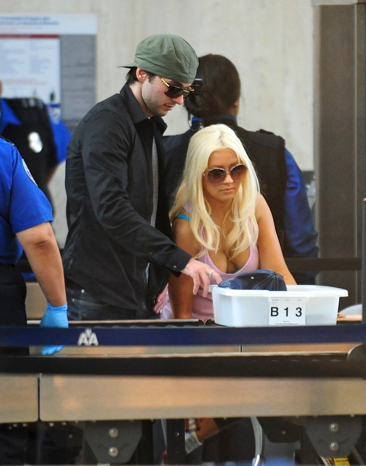 Christina Aguilera shows huge cleavage departing from LAX Airport #75306072