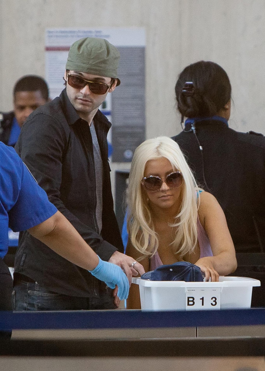 Christina Aguilera shows huge cleavage departing from LAX Airport #75306079