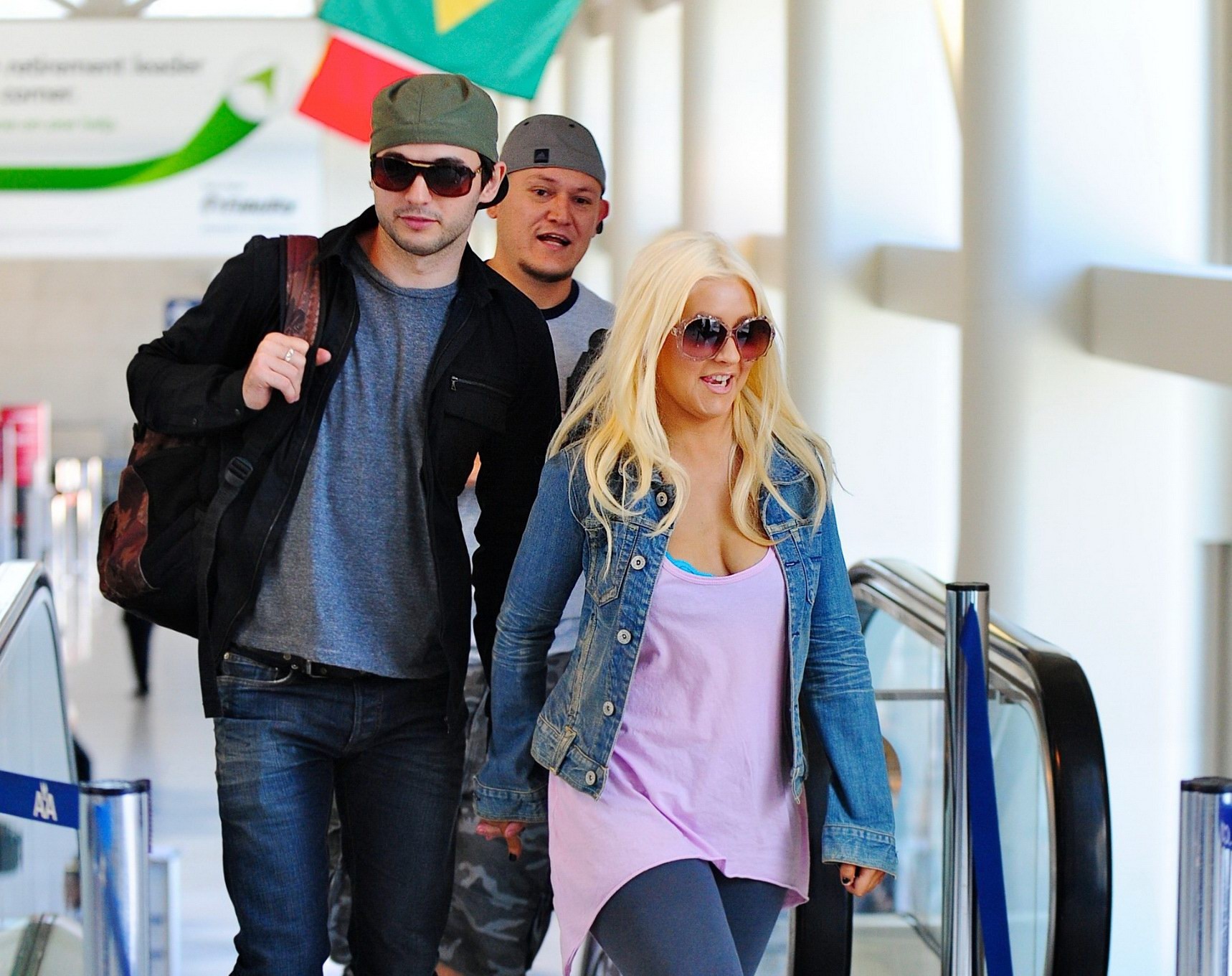 Christina Aguilera shows huge cleavage departing from LAX Airport #75306100