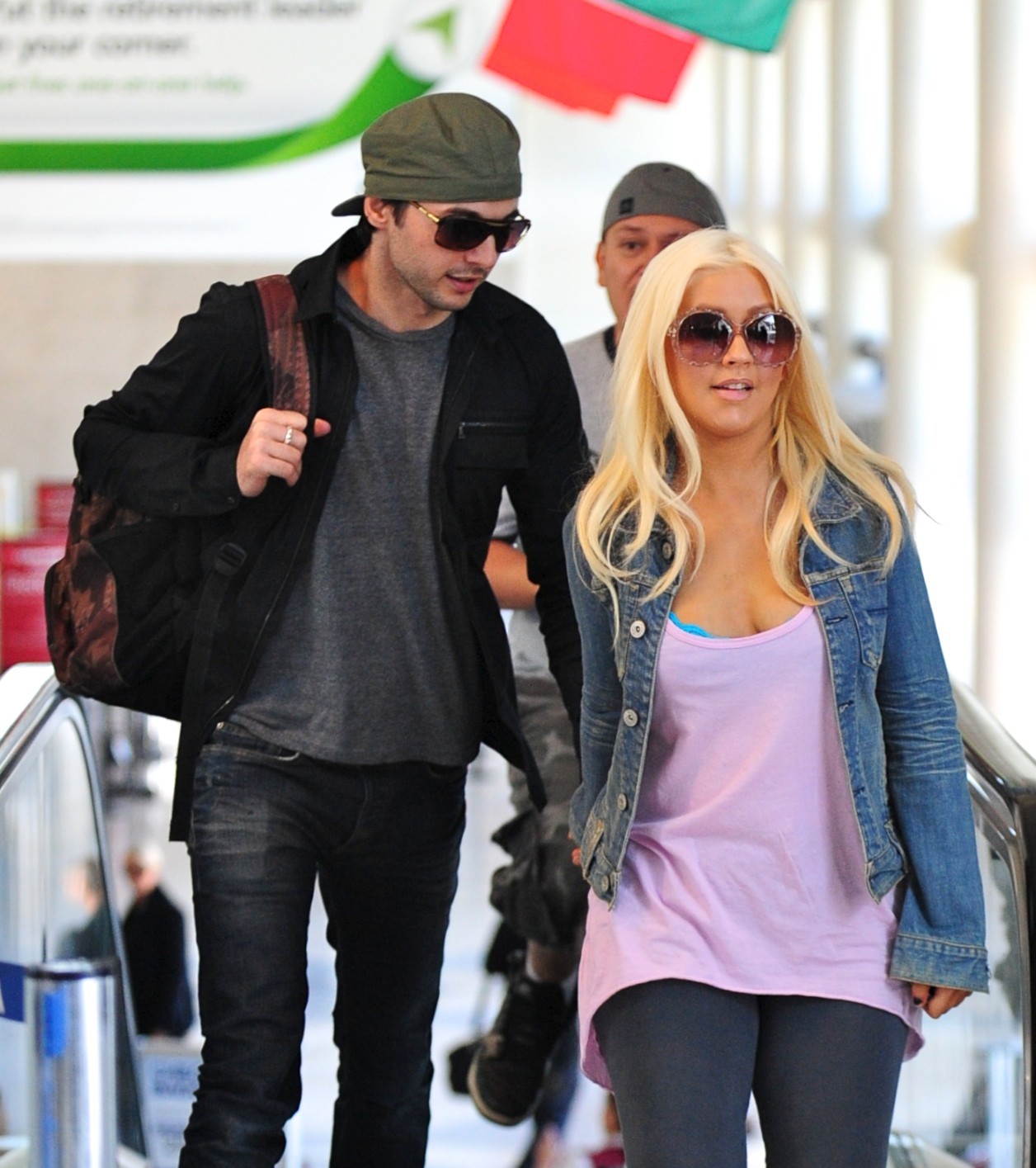 Christina Aguilera shows huge cleavage departing from LAX Airport #75306105