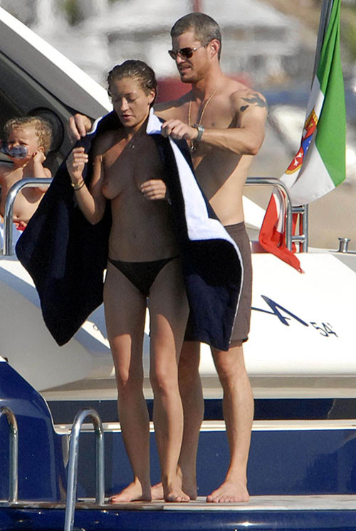 Rebecca Gayheart exposing her nice and huge tits on boat paparazzi pictures #75382693