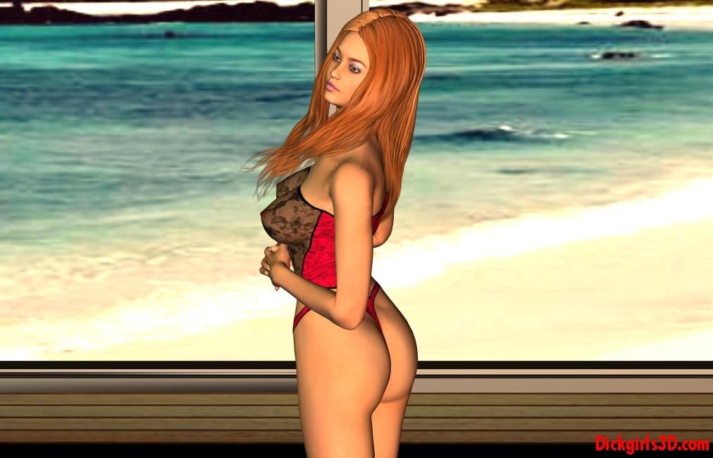 Redhead futa dickgirl strips nude #69688289