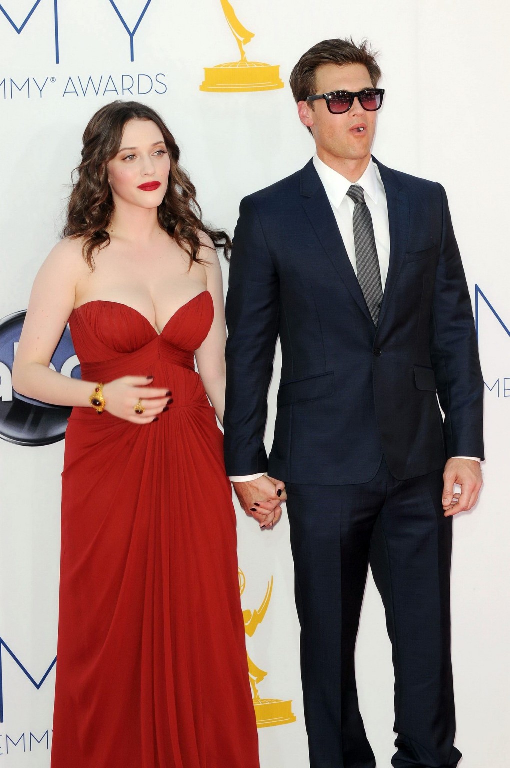 Kat Dennings busty wearing a strapless red dress at 64th Primetime Emmy Awards i #75252134