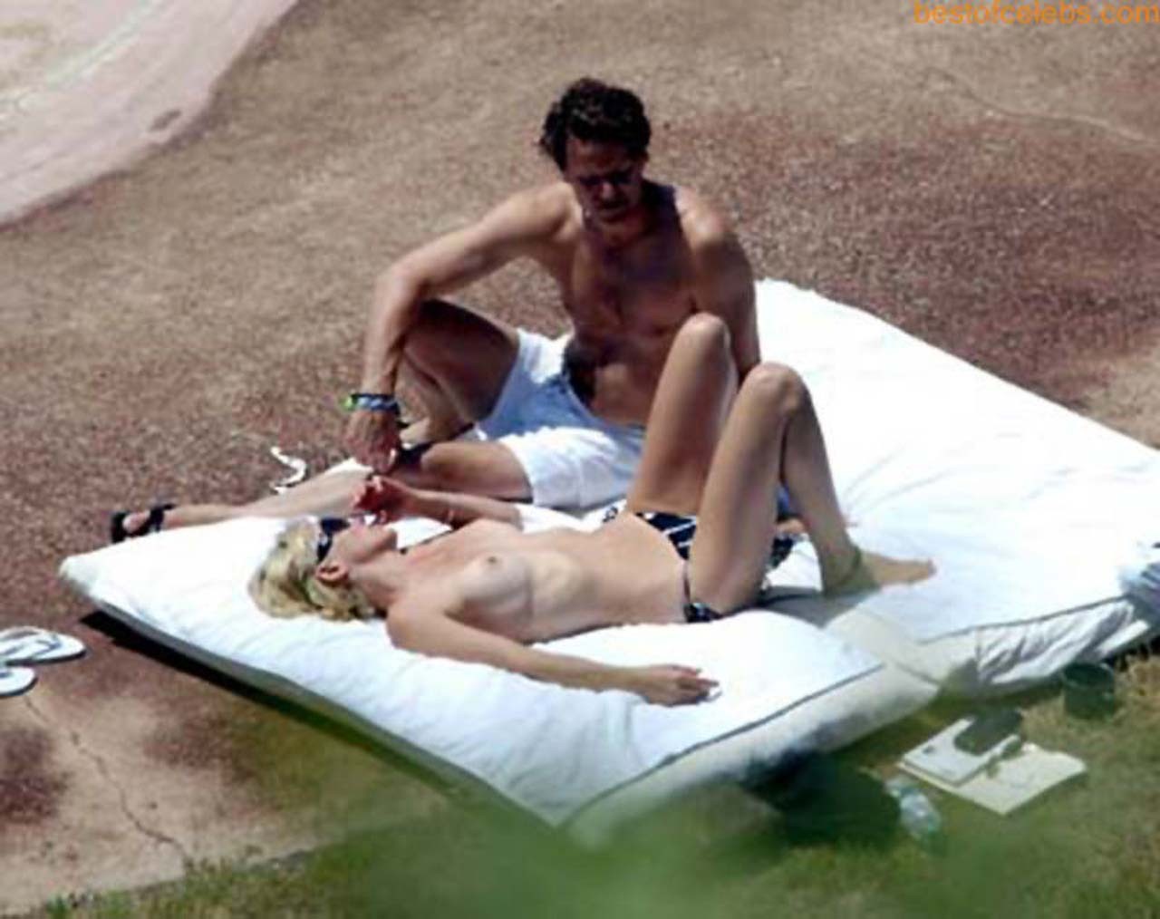 Sharon Stone enjoying in topless on beach and exposing sexy ass in bikini #75307985