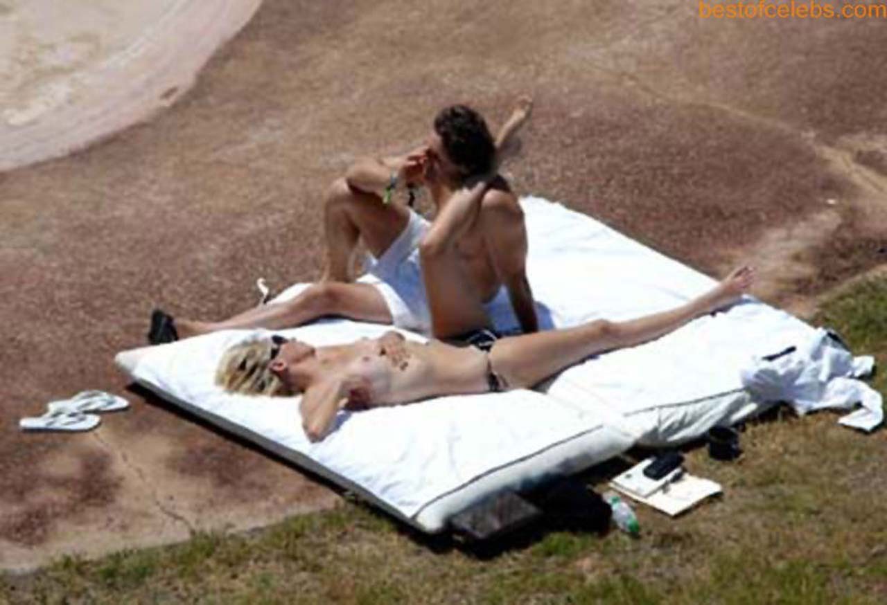 Sharon Stone enjoying in topless on beach and exposing sexy ass in bikini #75308050