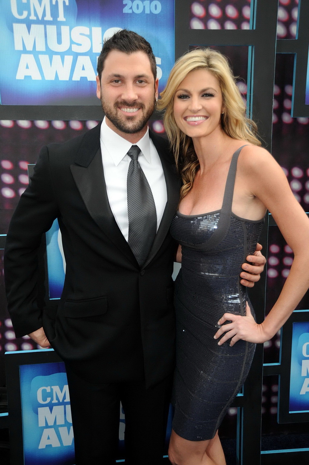Erin Andrews busty wearing low-cut dress at 2010 CMT Awards #75345917