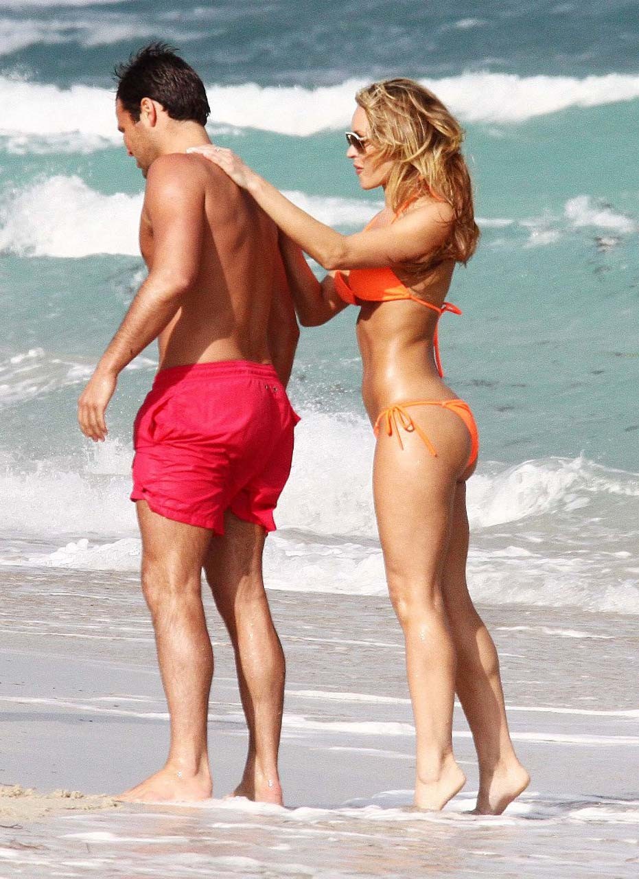 Joanna Krupa leggy in mini skirt and sexy in bikini on beach paparazzi pictures #75315302