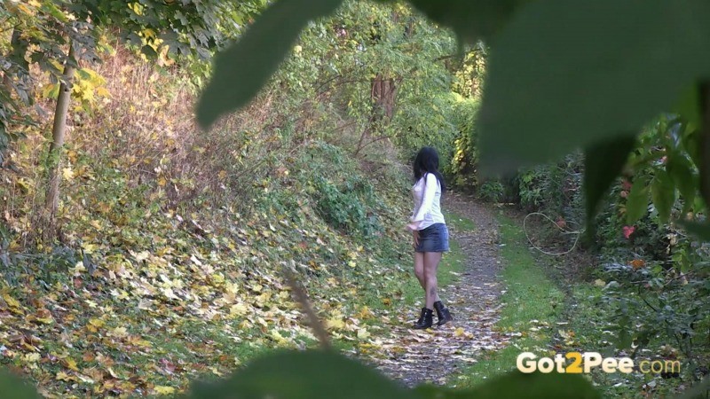Sexy raven haired mädchen pisses im die leaves
 #67489687