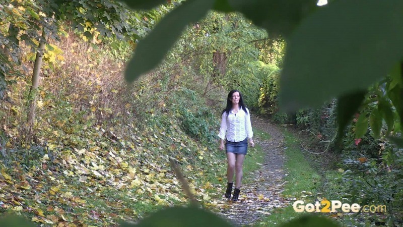 Sexy raven haired girl pisses in the leaves
 #67489696