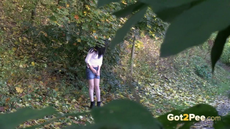 Sexy raven haired girl pisses in the leaves
 #67489807