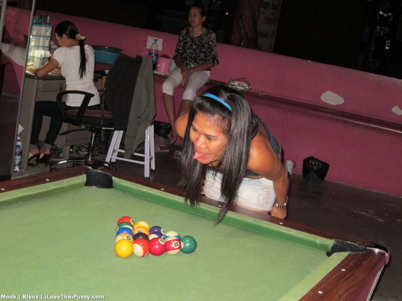 Drunk Thai whore plays billiards and bareback fucks crazy sex tourist asian puss #68086419