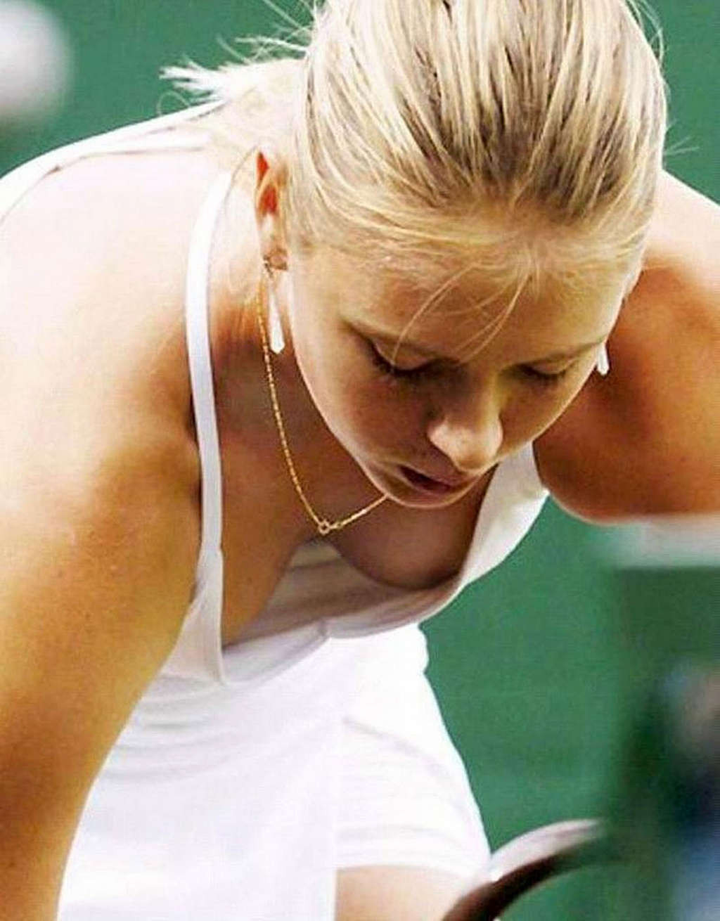 Maria Sharapova nipple slips and downblouse on court paparazzi pictures #75370737