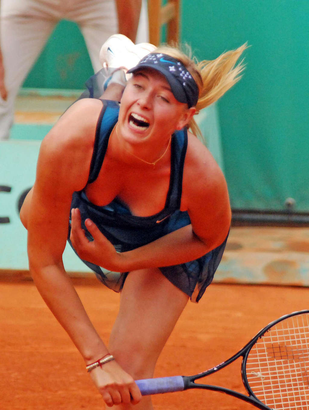 Maria Sharapova nipple slips and downblouse on court paparazzi pictures #75370796