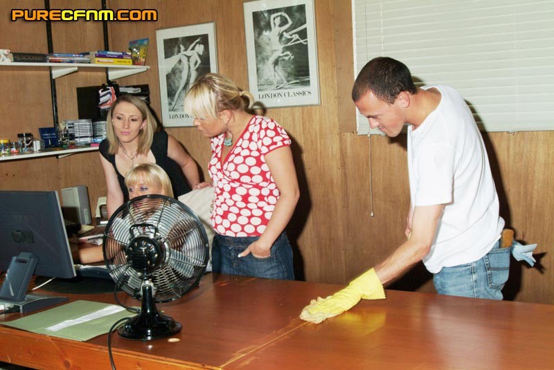 Blondes take their anger out on a cleaners cock #73931439