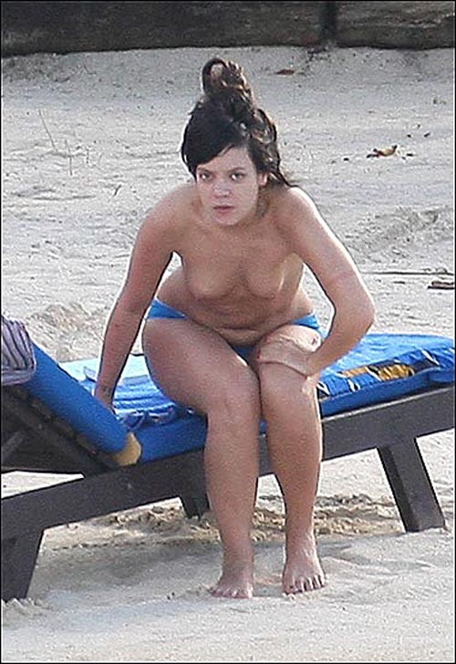 Lily Allen showing her nice tits on beach and ass #75405904